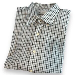 Peter Millar Shirt Mens Size XL Black Grey White Striped Lightweight Button Down